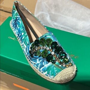 Tropical Green Espadrille Flats